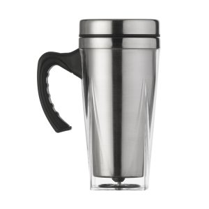 Caneca 450ml Fundo Quadrado — Transparente / Prata