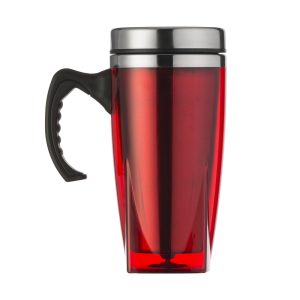 Caneca 450ml Fundo Quadrado — Vermelho / Inox
