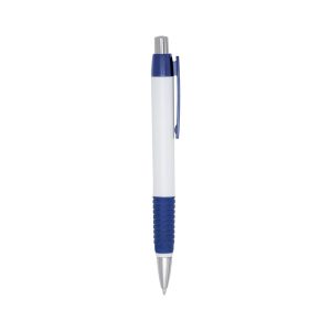 Caneta Plástica — Branco / Azul