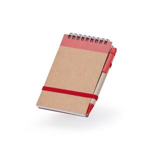 Bloco De Anotações Ecológico Com Caneta — Bege / Vermelho
