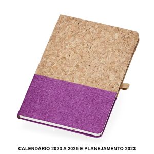 Caderneta Cortiça — Roxo / Bege