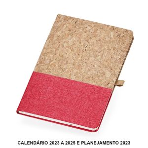Caderneta Cortiça — Vermelho / Bege