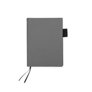 Caderno Em Couro Sintético — Cinza / Preto