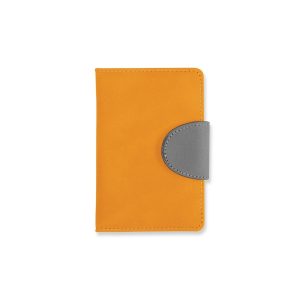 Caderneta Couro Sintético — Laranja / Cinza