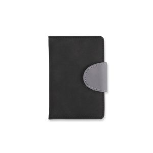 Caderneta Couro Sintético — Preto / Cinza