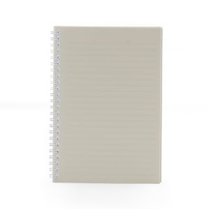Caderno A5 Plástico — Bege / Branco