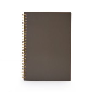Caderno A5 Plástico — Marrom / Dourado