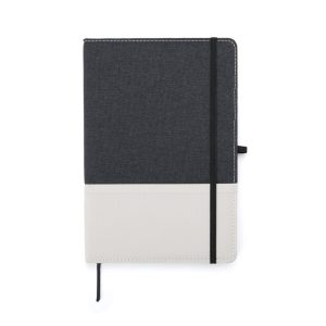Caderno A5 Poliéster — Bege / Preto