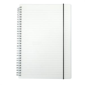 Caderno B5 Plástico — Transparente / Branco