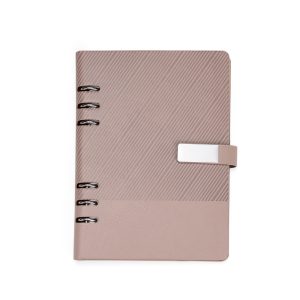 Caderno Fichário Couro Sintético — Bege