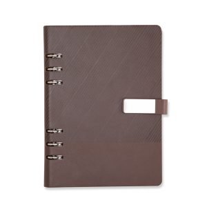 Caderno Fichário Couro Sintético — Marrom