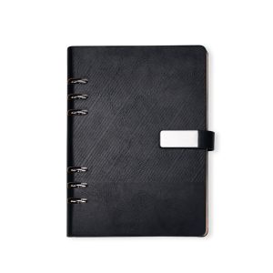 Caderno Fichário Couro Sintético — Preto