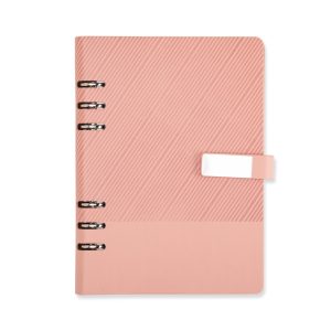 Caderno Fichário Couro Sintético — Rosa