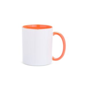 Caneca Cerâmica 330ml — Branco / Laranja