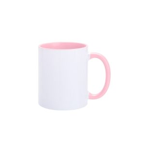Caneca Cerâmica 330ml — Branco / Rosa