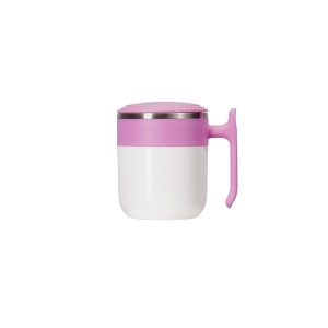 Caneca Inox 350ml — Rosa / Branco