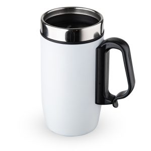 Caneca Inox Parede Dupla 250ml — Branco / Inox