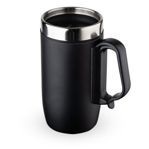 Caneca Inox Parede Dupla 250ml — Preto / Inox