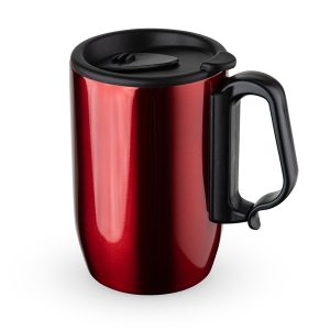 Caneca Inox Parede Dupla 350ml — Vermelho / Preto
