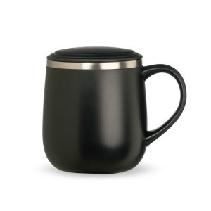 Caneca Parede Dupla 370ml — Preto / Inox