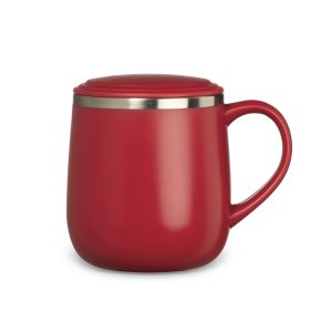 Caneca Parede Dupla 370ml — Vermelho / Inox