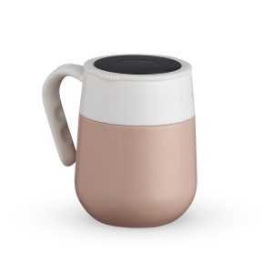 Caneca Térmica Inox 500ml Com Display LED — Rosa / Branco