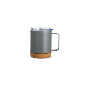 Caneca Térmica Com Cortiça De 400ml — Chumbo / Bege