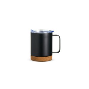 Caneca Térmica Com Cortiça De 400ml — Preto / Bege