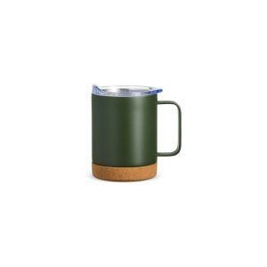 Caneca Térmica Com Cortiça De 400ml — Verde / Bege