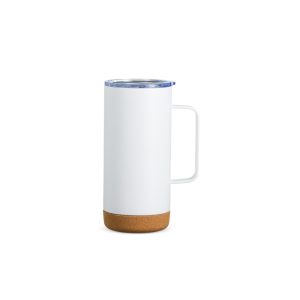Caneca Térmica Com Cortiça De 500ml — Branco / Bege