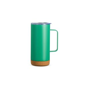 Caneca Térmica Com Cortiça De 500ml — Verde / Bege