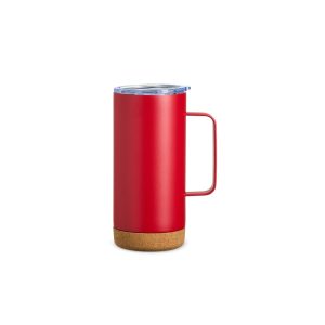 Caneca Térmica Com Cortiça De 500ml — Vermelho / Bege