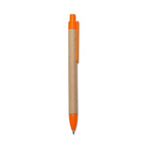 Caneta Eco. C/ Det. Plástico — Laranja / Kraft