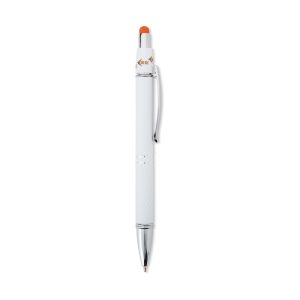 Caneta Metal Touch Antiestresse — Branco / Laranja