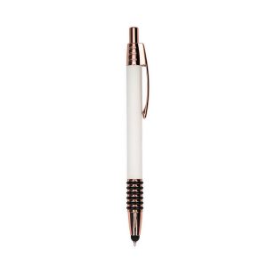 Caneta Metal Touch — Branco / Cobre