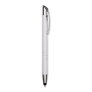 Caneta Metal Touch — Branco / Prata