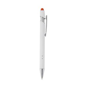 Caneta Metal Touch — Branco / Laranja