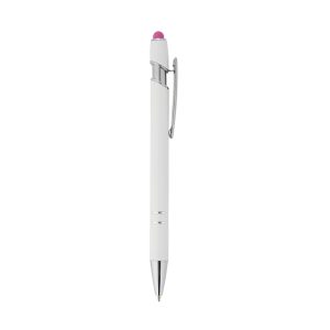 Caneta Metal Touch — Branco / Rosa