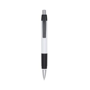 Caneta Plástica — Branco / Preto
