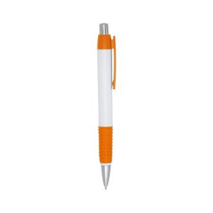Caneta Plástica — Branco / Laranja