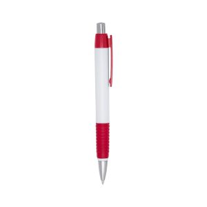 Caneta Plástica — Branco / Vermelho