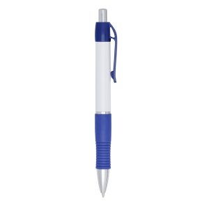 Caneta Plástica — Branco / Azul