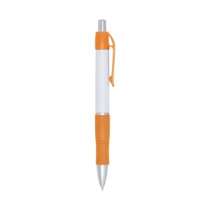 Caneta Plástica — Branco / Laranja