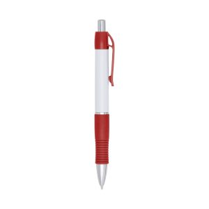 Caneta Plástica — Branco / Vermelho