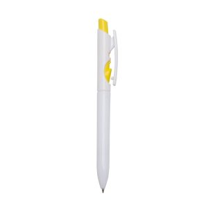 Caneta Plástica Leitoso — Amarelo / Branco