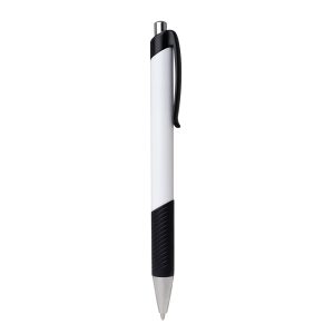 Caneta Plástica — Branco / Preto