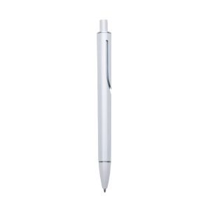 Caneta Plástica C/ 1 Anel — Branco / Prata