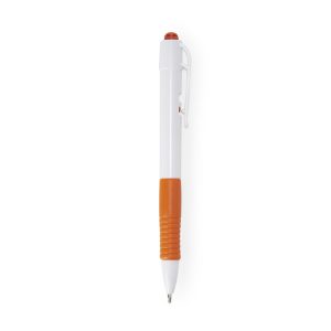 Caneta Plastica Leitosa — Branco / Laranja