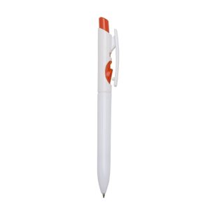 Caneta Plástica Leitoso — Laranja / Branco