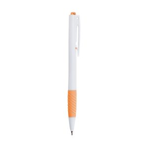 Caneta Plástica — Branco / Laranja